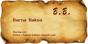 Barna Baksa névjegykártya